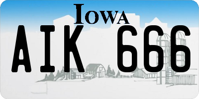 IA license plate AIK666