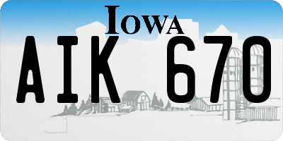 IA license plate AIK670