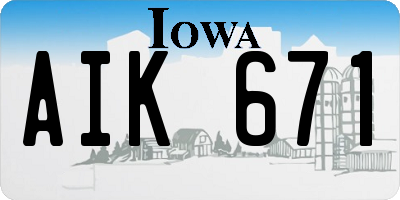 IA license plate AIK671