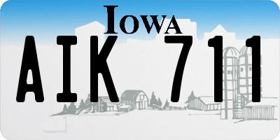 IA license plate AIK711