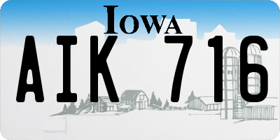 IA license plate AIK716