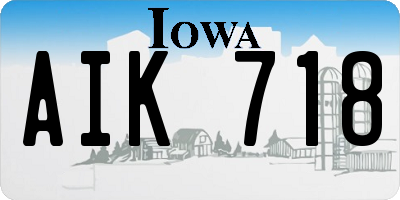 IA license plate AIK718