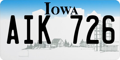 IA license plate AIK726