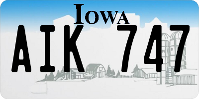 IA license plate AIK747