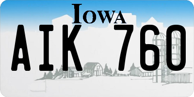 IA license plate AIK760