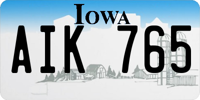 IA license plate AIK765