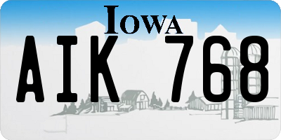 IA license plate AIK768