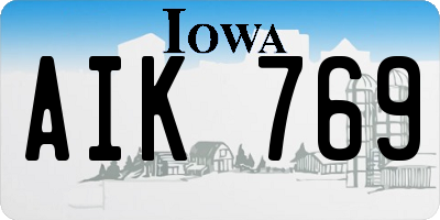 IA license plate AIK769