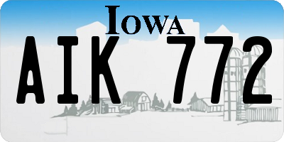 IA license plate AIK772