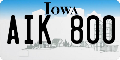 IA license plate AIK800