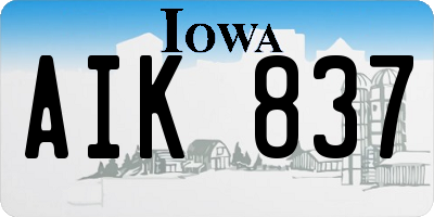 IA license plate AIK837