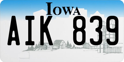 IA license plate AIK839