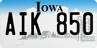 IA license plate AIK850