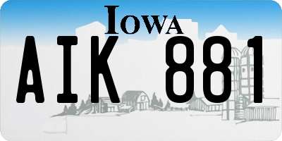IA license plate AIK881