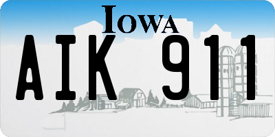 IA license plate AIK911