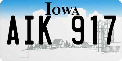 IA license plate AIK917