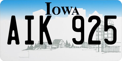 IA license plate AIK925