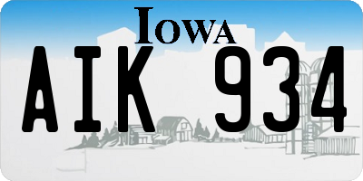 IA license plate AIK934