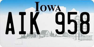 IA license plate AIK958