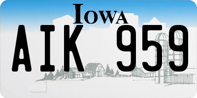 IA license plate AIK959