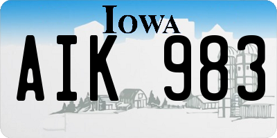 IA license plate AIK983