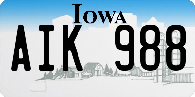 IA license plate AIK988