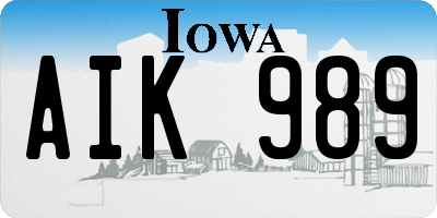 IA license plate AIK989