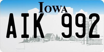 IA license plate AIK992