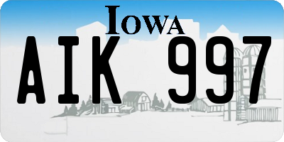 IA license plate AIK997
