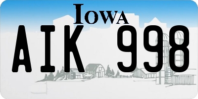 IA license plate AIK998