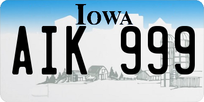 IA license plate AIK999