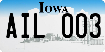 IA license plate AIL003