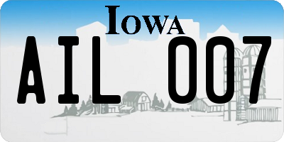 IA license plate AIL007