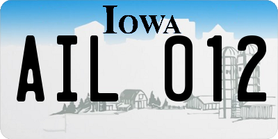 IA license plate AIL012
