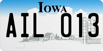 IA license plate AIL013