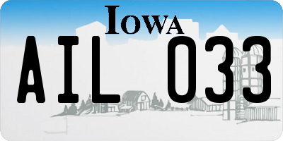 IA license plate AIL033