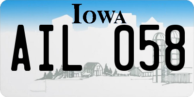 IA license plate AIL058