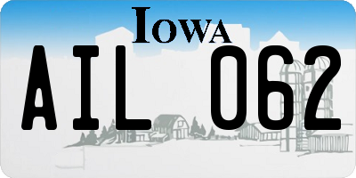 IA license plate AIL062
