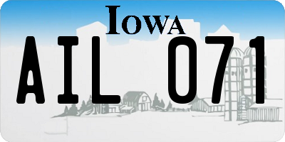 IA license plate AIL071