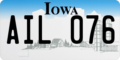 IA license plate AIL076