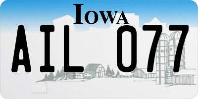 IA license plate AIL077
