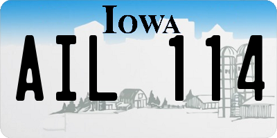 IA license plate AIL114