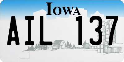 IA license plate AIL137