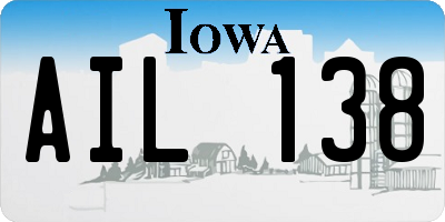 IA license plate AIL138