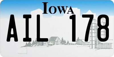 IA license plate AIL178