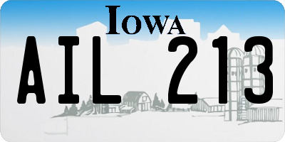 IA license plate AIL213
