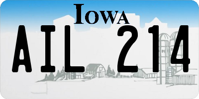 IA license plate AIL214