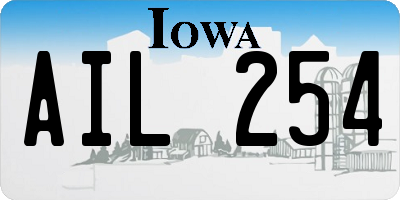IA license plate AIL254