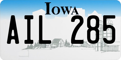 IA license plate AIL285