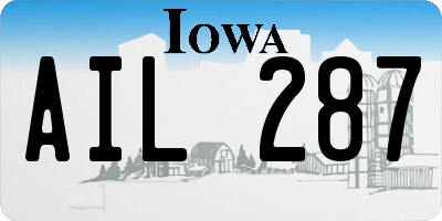 IA license plate AIL287